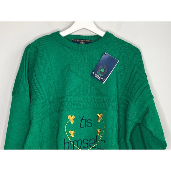 Blarney Castle Design Tis Himself Long Sleeve Pullover Sweater Green XXL NWT - Picture 2 of 9